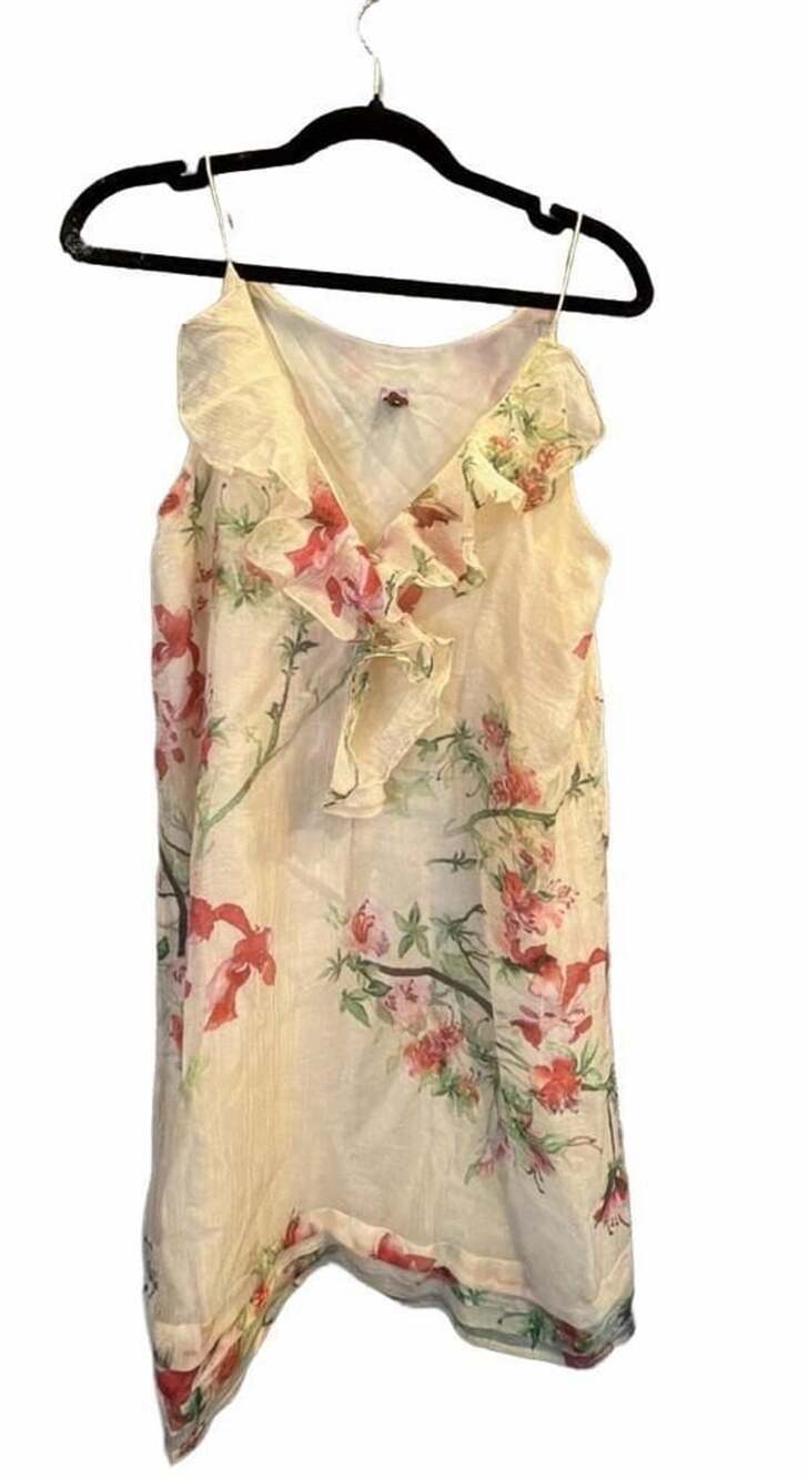 895 Farm Rio Floral Minidress Size M Cream Ruffle